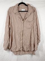American Eagle Brown White Plaid Button Down Oversized Flannel Photo 0
