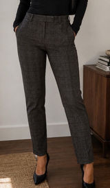 Zara Woman Gray Brown Plaid Glen Check Slim Fit Dress‎ Pants Size 2 Photo 0