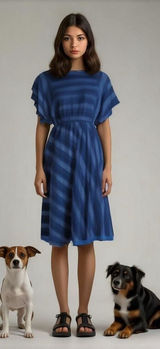 Vintage 70s 80s Short Sleeve Modest Dress Stripes cottagecore granny Photo 0