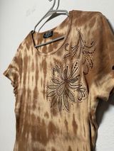 Y2K Soft Grunge Brown Tie-Dye T-Shirt Photo 0
