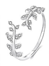 Boutique Sparkly 5a Cz‎ Leaf Ring | White Gold Plated Sterling Silver Photo 0