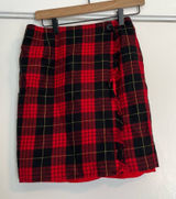 Vintage Episode Red and Black Plaid Wrap mini Skirt 10 tartan holiday wool Photo 0
