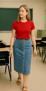 Vintage Jean skirt • lace embroidered detail • 90s • made in USA • SWITCH Photo 0