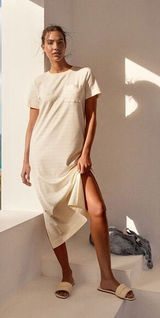 Haven Well Within Yellow Stripe Organic Cotton Stripe T Shirt Dress Size XL‎ Photo 0