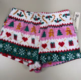 NWT No Boundaries Women’s Christmas Fleece Pajama Shorts Pink Green Size S 4-6 Photo 0