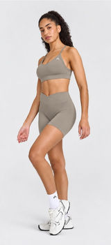 Oner Active UnifedMove Wrap Crossover Waist Khaki Workout Shorts Medium Photo 0