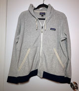 Patagonia Hoodie Womens Large Navy Beige Shearling Hoody Pile Fleece Full Zip Photo 0