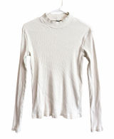 Uniqlo Ribbed Mock Neck Long-Sleeve Slim Fit Top in Off White Size Medium Photo 0