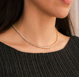Mint Lilly 3mm Tennis Necklace 18k Gold Plated / 18" NWT Photo 0