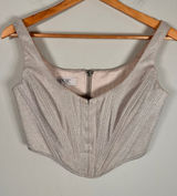House of CB Elsa‎ Silver Sparkle Cropped Corset Top Women XS Boned Crop SB4834 Photo 0