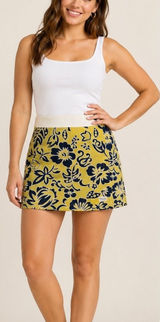Speedo Swim Skirt Women XL Yellow Floral Board Skirt Hibiscus Print Vintage Y2K Photo 0