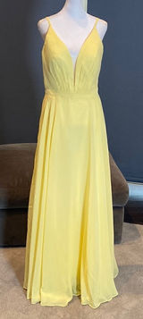 Women’s Yellow Chiffon Full Length Bridesmaid Prom Dress Corset Back Size 10 Photo 0