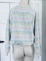 Vintage American Sportif Adult Small Sweatshirt Geometric Retro Pattern Pastel Photo 0