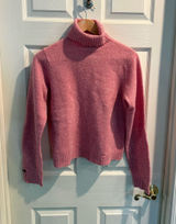 Abercrombie & Fitch Pink Cropped Turtleneck Sweater in Heathered Pink Photo 0