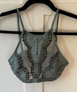 Victoria’s Secret High Neck Lace Embroidered Mesh Cano Spaghetti Strap Bra Sz S Photo 0