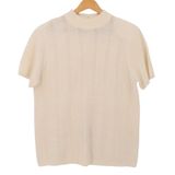 Alfred Dunner Vintage 90s Mock Neck Short Sleeve Sweater Sequin Womens Size M Cream Wool Blend Photo 0