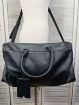 JUSTFAB Black Vegan Leather Weekender Travel Overnight Duffle Bag Photo 0