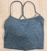Vitality Womens Blue Space Dye Crop Tank Top Racerback Built-in Bra Small Photo 0