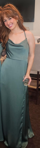 Azazie Naomi Cowl Neck Satin Bridesmaid Dress Photo 0