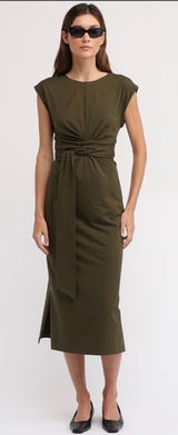 Modern Citizen Fei Tie Front Cotton Dress Green L Photo 0
