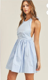 Mable Light Blue Halter Fit & Flare Dress Photo 0