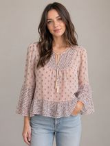 Abercrombie & Fitch flowy boho light pink print tassel top blouse medium Photo 0