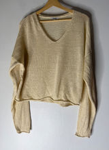 Madewell v neck linen long‎ sleeve sweater butter yellow/sand size small Photo 0