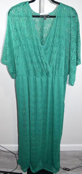Eloquii Elements Sheer Crochet Lace Maxi Dress, Emerald Green, Plus Size 22/24 Photo 0