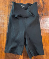Year of Ours Ribbed V-Waist Biker Shorts Black XS High Rise Activewear USA Photo 0