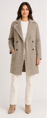Magnolia Boutique M/L Womens Herringbone Double Breasted Long Coat Quiet Luxury Photo 0