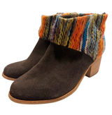TOMS Women's Ankle Boots Size 10W Suede Multicolor‎ Woven Cuff Photo 0