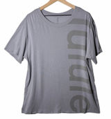 Lululemon All Yours Tee Gray Graphic Print Relaxed Fit Women’s size 12/14 Photo 0