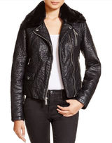 AQUA Leather Fur‎ Moto Jacket Photo 0