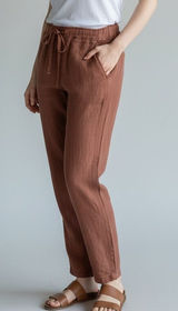 NWT Abercrombie and Fitch loose linen pants brown xl long Photo 0