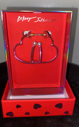 Betsey Johnson Metallic Pink Heart Earrings Photo 0