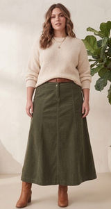 Vintage Lauren Ralph Lauren Olive Corduroy Maxi Skirt, 100% Cotton A-Line Sz 16 Photo 0