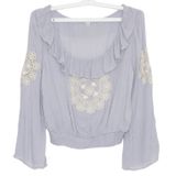 American Eagle Top Gauze Embroidered Cottage Boho Prairie Peasant Fairy Large Photo 0