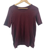 Athleta T-Shirt‎ Womens Large Burgundy Ribbed Seamless Short Sleeve 427770042 Photo 0