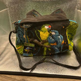 Paul Brent Tropical Parrot Canvas Crossbody Bag Blue Green Macaw Palm Leaf Art Photo 0