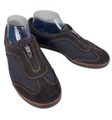 Grasshoppers Brown Suede & Mesh Slip On Zip Up‎ Comfort Flat Shoes Women's 8W Photo 0