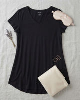Soma Cool Nights V-Neck Sleep Tee Black Short Sleeve Pajama Top Large Photo 0