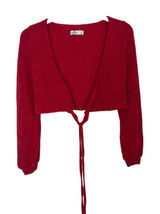 Hollister Wrap Eyelash Crop Sweater Size Small Red Fuzzy Cozy Y2K Photo 0