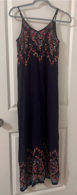 Karen Kane Navy Embroidered Spaghetti-Strap Maxi Dress Photo 0