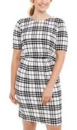 Motherhood Maternity Nursing Dress Womens S Black White Excellent Plaid Sheath Photo 0