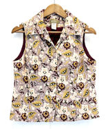 The Territory Ahead Womens 6 Corduroy‎ Vest Button Front Purple Lavender Floral Photo 0