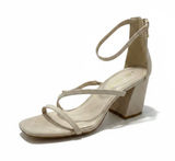 Altar'd State Strappy Block Heel Sandals Nude Beige Faux Suede Back Zip 7.5 Photo 0