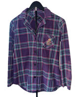 Lauren Ralph Lauren XS Plaid Fleece Sleep Shirt Pajama Top LRL‎ Purple Photo 0