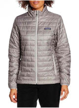 Patagonia Nano Puff Full Zip Grey Jacket Primaloft Outdoor Hiking LOGO Womens Sm Photo 0
