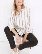 Madewell Oversized Ex-Boyfriend Swing Shirt in Roeser Stripe Size Small Photo 0