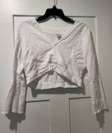 White Cropped Blouse Size XL Photo 0